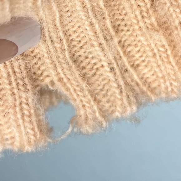 Vintage Alafoss Icewool Icelandic Wool Sweater Small Peach Gray Nordic Fair Isle - Picture 6 of 6